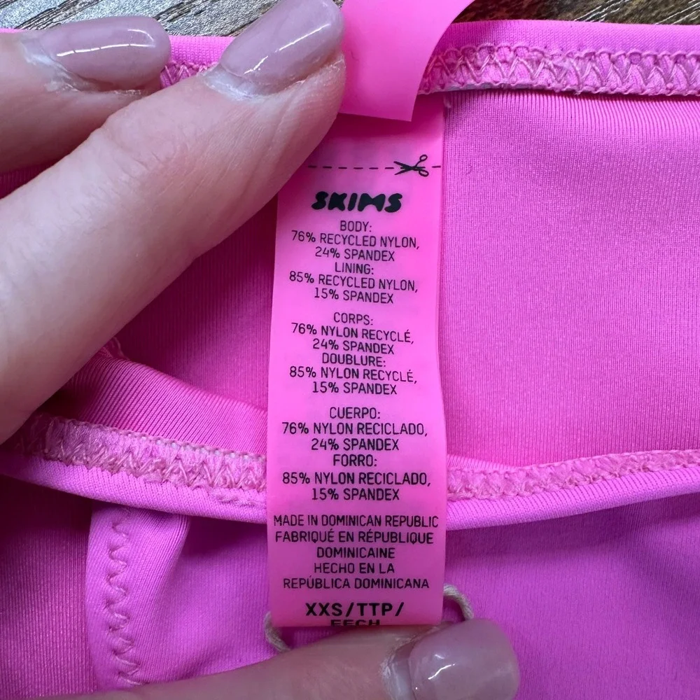 Skims Recycled Swim Dippy Tie Bikini Bottom Taffy Pink SW-TBM-0797 XXS New